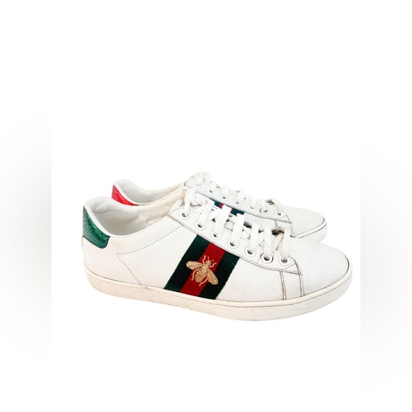 Gucci White Leather r Ace Low Top Sneakers - Picture 2 of 11